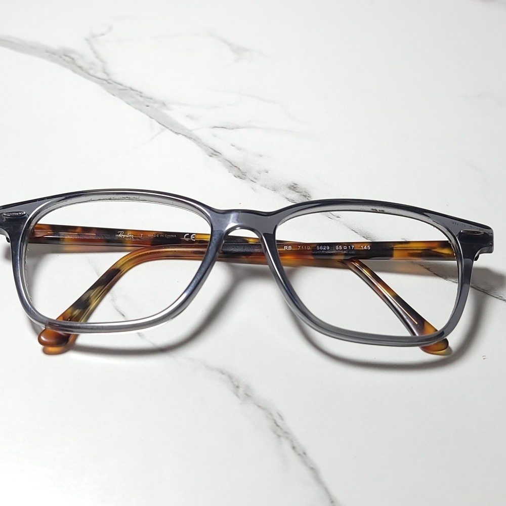 Ray-Ban RB 7119 5629 Grey Tortoise Rectangular Eyeglass Frames 55-17-145